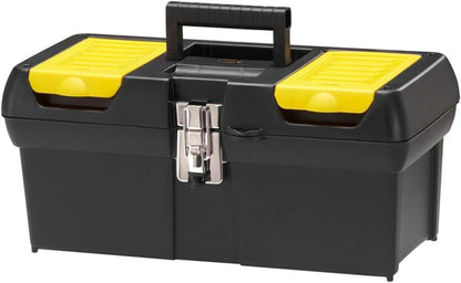  Stanley 1-92-065 Boite A Outils 2 Organiseurs Sur Le Couvercle - Robuste - Attaches Métalliques Résistantes - Porte Outils Amovible - Poignée Articulée, 40.5 X 21 X 18,3 Cm Jaune