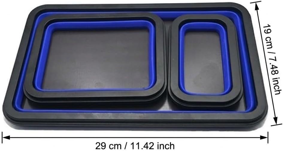  Lot De 3 Plateaux De Rangement Magnétiques Pliables En Silicone Pour Outils D'atelier Avec Adhésif Double Face Pour Sécuriser Les écrous, Les Boulons Et Les Vis Pendant Les Tâches D'assemblage, Noir