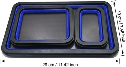  Lot De 3 Plateaux De Rangement Magnétiques Pliables En Silicone Pour Outils D'atelier Avec Adhésif Double Face Pour Sécuriser Les écrous, Les Boulons Et Les Vis Pendant Les Tâches D'assemblage, Noir