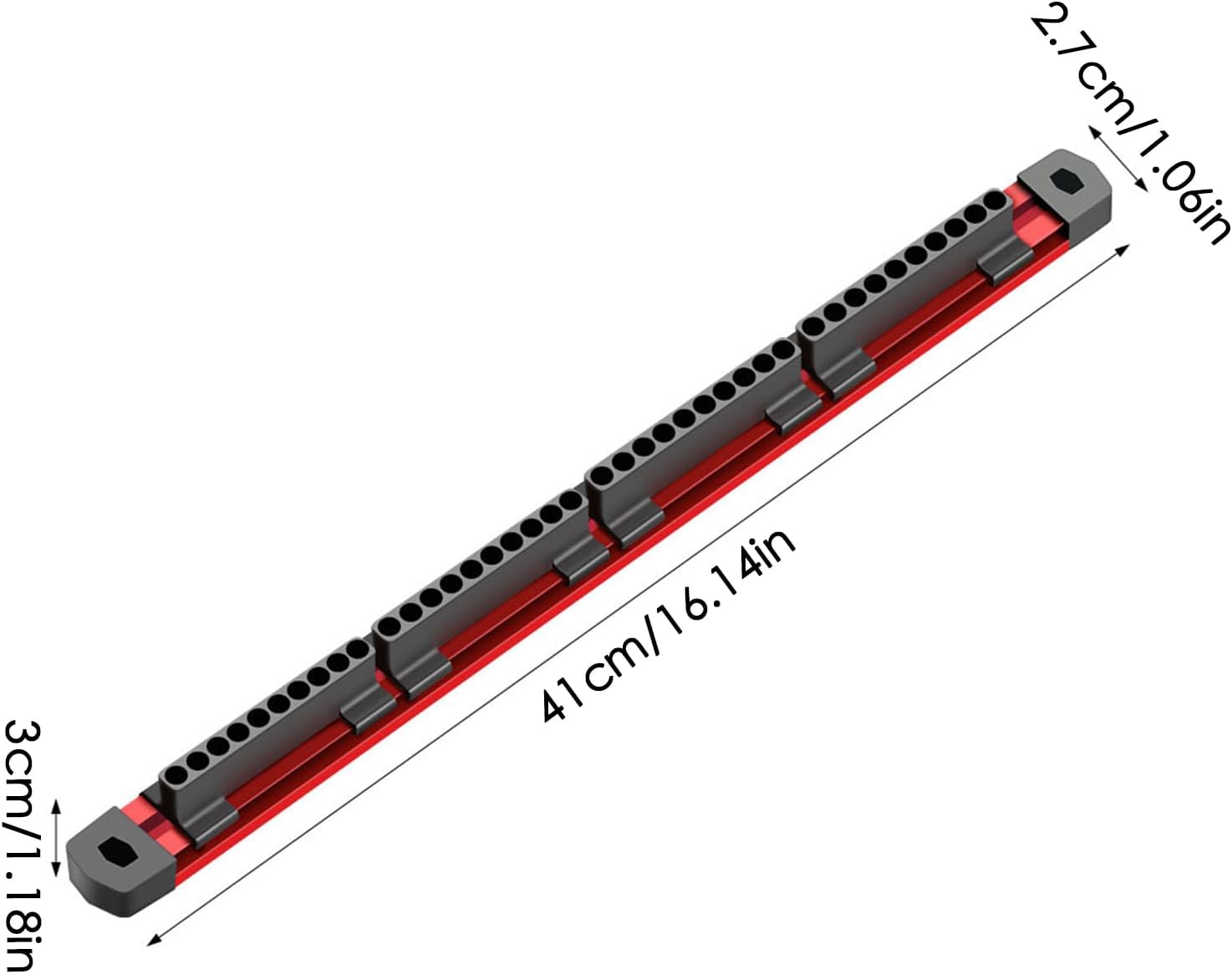 GENERIC Rangement Magnétique Pour Forets - Organiseur Mural à 40 Emplacements Pour Outils électriques - Organiseur De Douilles Magnétiques Pour électriciens, Réparation Automobile, Travail Du Bois, Garage