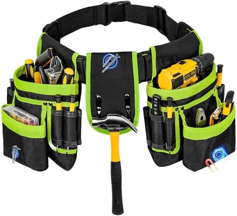  Pochette à Outils En Toile Avec Supports Magnétiques Intégrés Pour Perceuses Et Boulons, Ceinture Sur Mesure, Longueur Maximale 130 Cm, Compartiments Spacieux Pour Une Utilisation Professionnelle Par