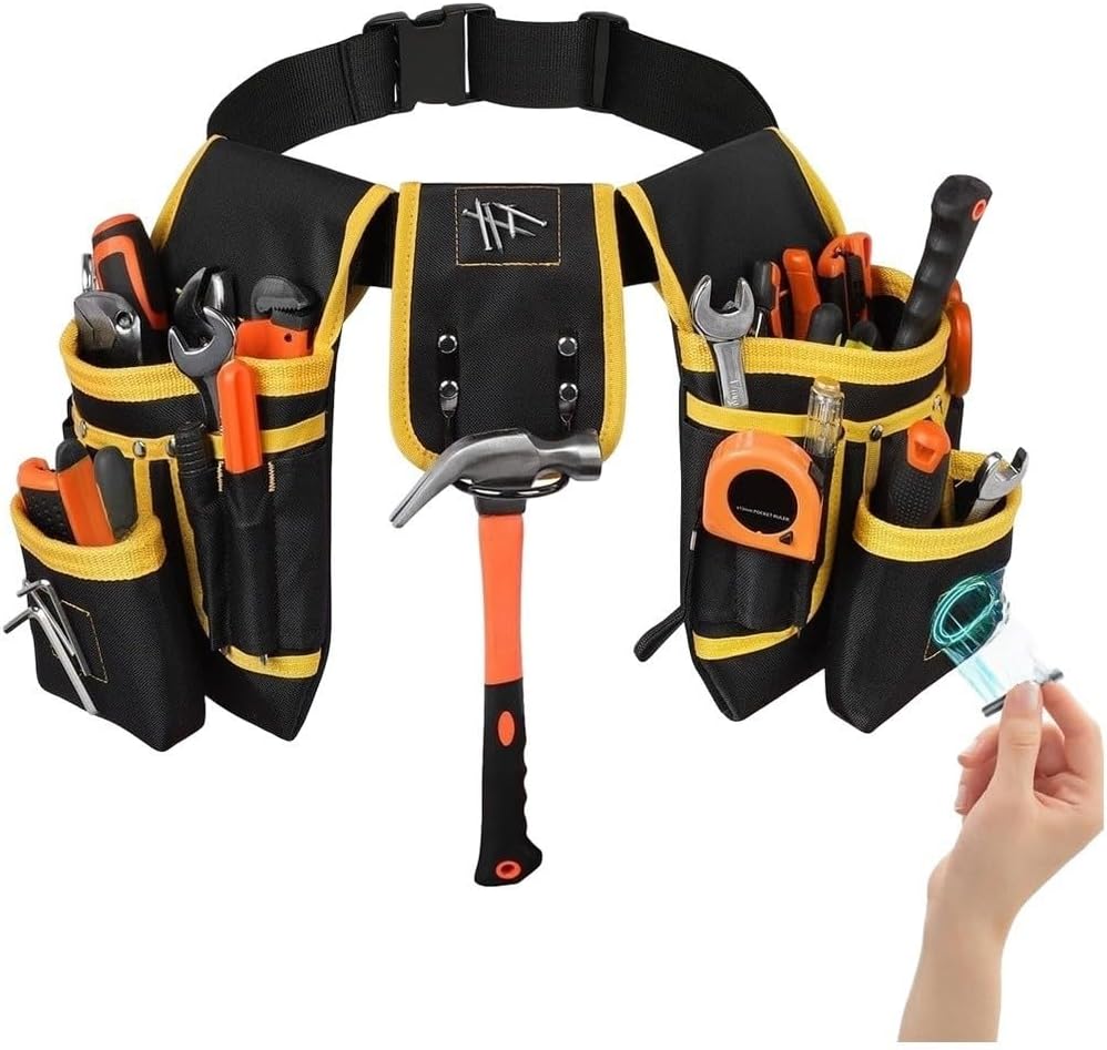  Pochette à Outils En Toile Avec Supports Magnétiques Intégrés Pour Perceuses Et Boulons, Ceinture Sur Mesure, Longueur Maximale 130 Cm, Compartiments Spacieux Pour Une Utilisation Professionnelle Par