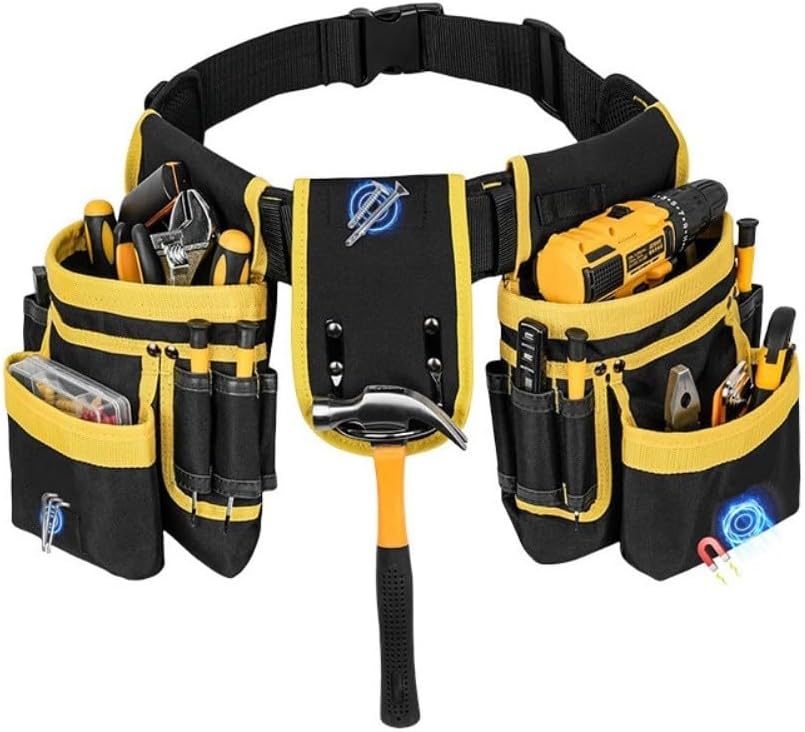  Pochette à Outils En Toile Avec Supports Magnétiques Intégrés Pour Perceuses Et Boulons, Ceinture Sur Mesure, Longueur Maximale 130 Cm, Compartiments Spacieux Pour Une Utilisation Professionnelle Par