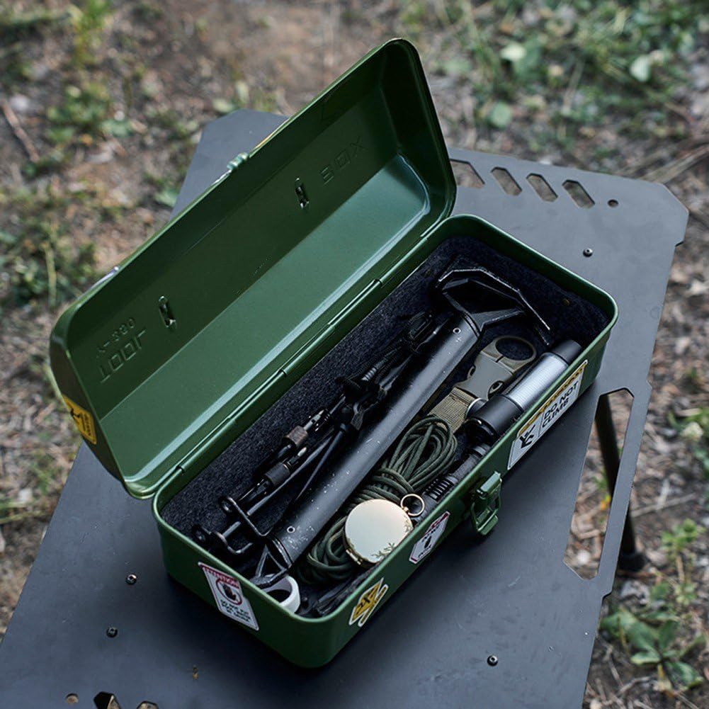  Boîte À Outils En Métal, Boîte À Outils Multifonction En Fer, Boîte À Outils Portable Avec Autocollants, Boîte De Rangement Pour Outils De Réparation, Conteneur Avec Métal Pour Le Stockage Des Outils
