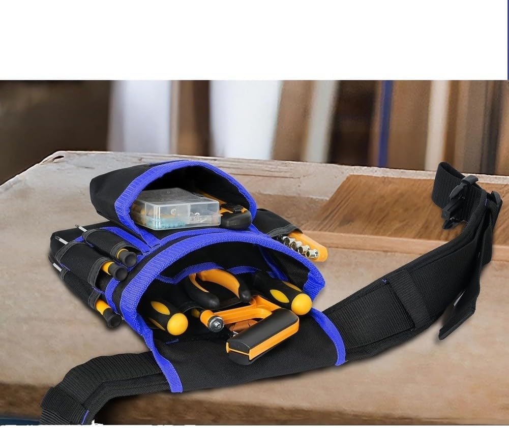  Pochette à Outils En Toile Avec Supports Magnétiques Intégrés Pour Perceuses Et Boulons, Ceinture Sur Mesure, Longueur Maximale 130 Cm, Compartiments Spacieux Pour Une Utilisation Professionnelle Par