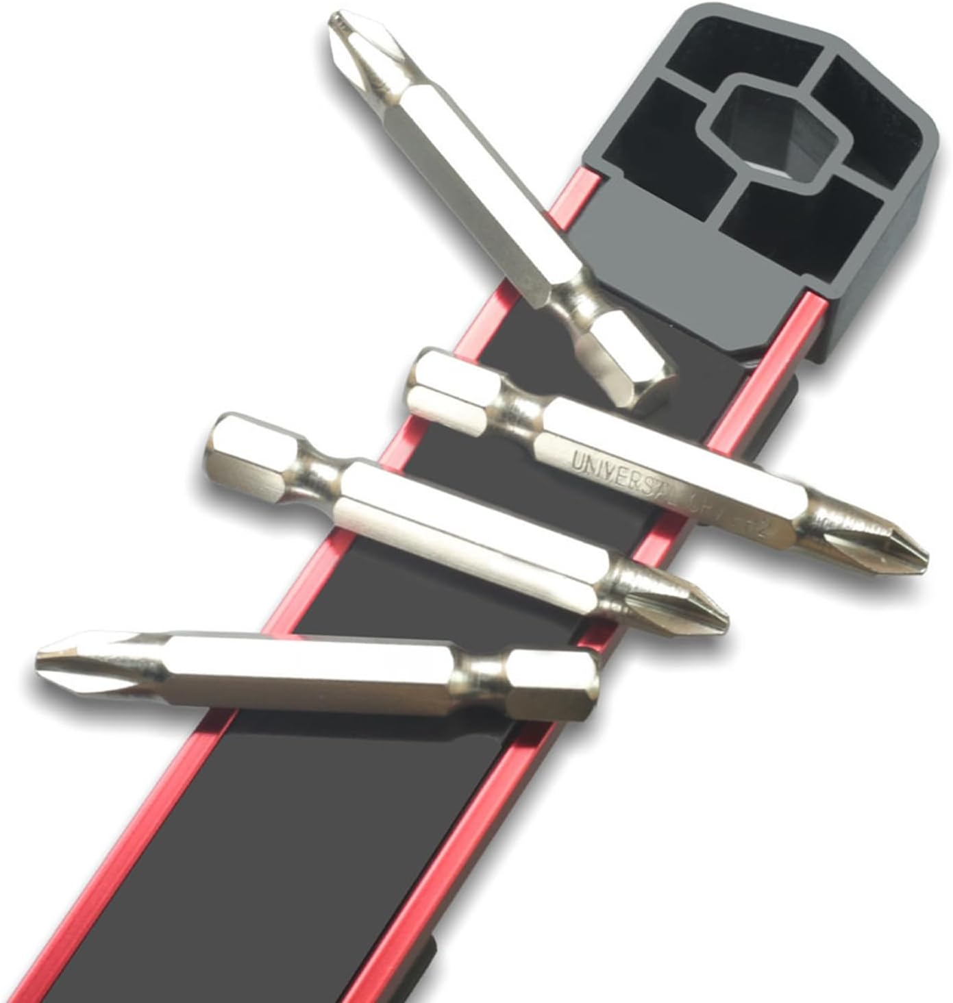 GENERIC Support Magnétique Pour Embouts De Tournevis, Support Mural à 40 Emplacements, En Alliage D'aluminium, Organisateur De Douilles Magnétique, Station De Positionnement Pour Outils électriques Pour Le