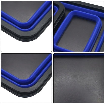  Lot De 3 Plateaux De Rangement Magnétiques Pliables En Silicone Pour Outils D'atelier Avec Adhésif Double Face Pour Sécuriser Les écrous, Les Boulons Et Les Vis Pendant Les Tâches D'assemblage, Noir