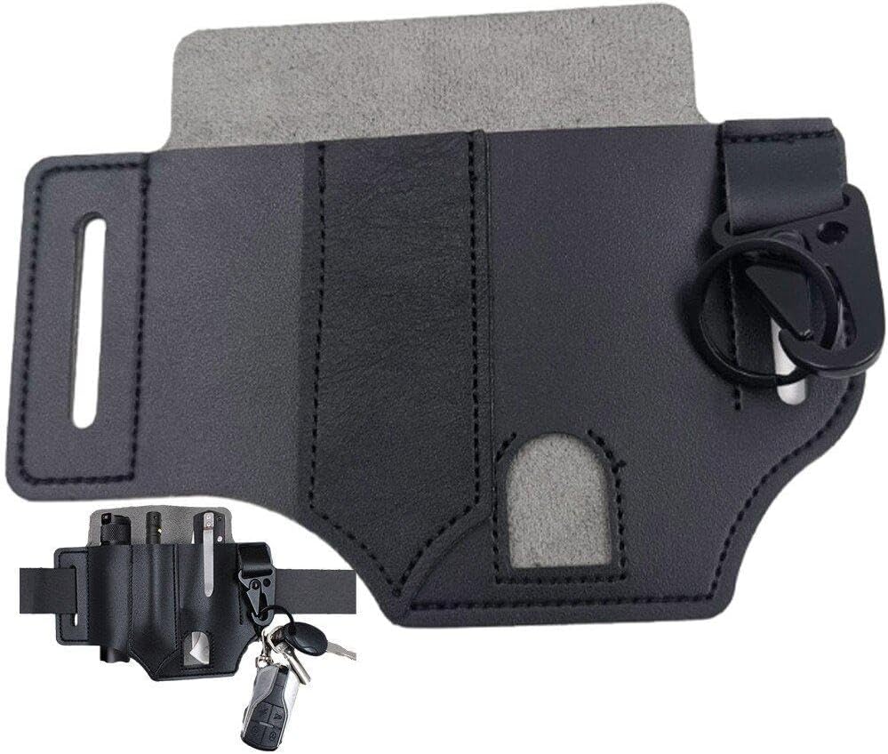  Wudaizhi Sac À Outils À Courroie Extérieure Avec Porte-clés, Gaine Multitool En Cuir EDC Pocket Organizer Une Pochette À Courroie