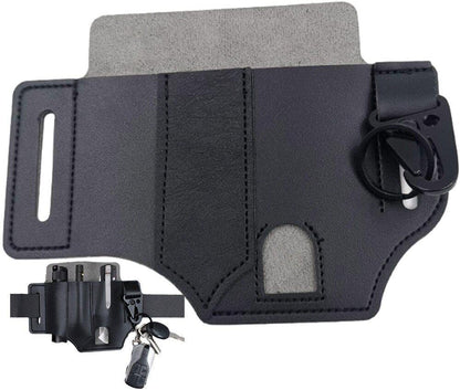  Wudaizhi Sac À Outils À Courroie Extérieure Avec Porte-clés, Gaine Multitool En Cuir EDC Pocket Organizer Une Pochette À Courroie