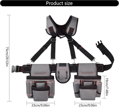  Ceinture à Outils Réglable Pour Homme Avec Bretelles Et Plusieurs Poches Pour électriciens, Charpentiers Et Jardiniers Ceinture à Outils à Taille Réglable