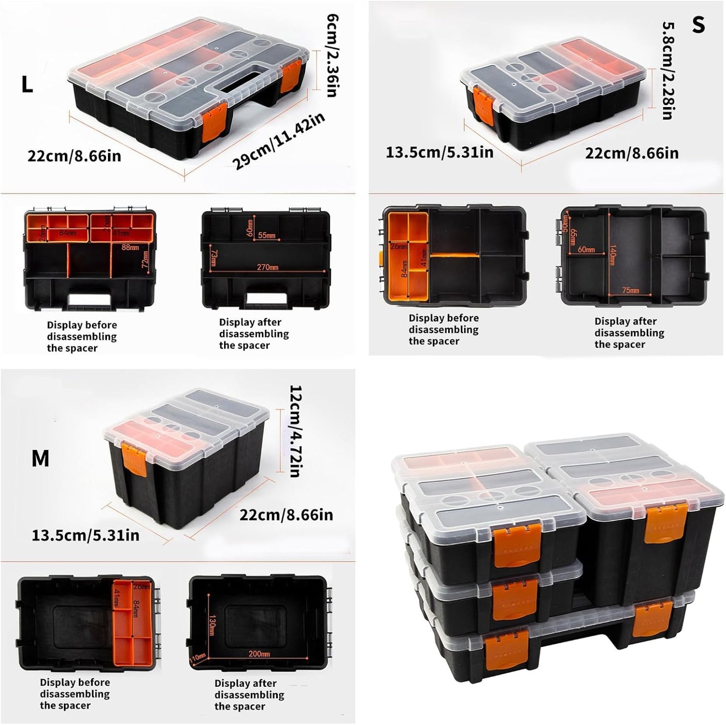  Organisateurs De Matériel Pour Petites Pièces - Boîte à Outils Avec Séparateurs Amovibles - Boîte De Rangement Pour Vis - Organisateurs Portables Pour Petites Pièces