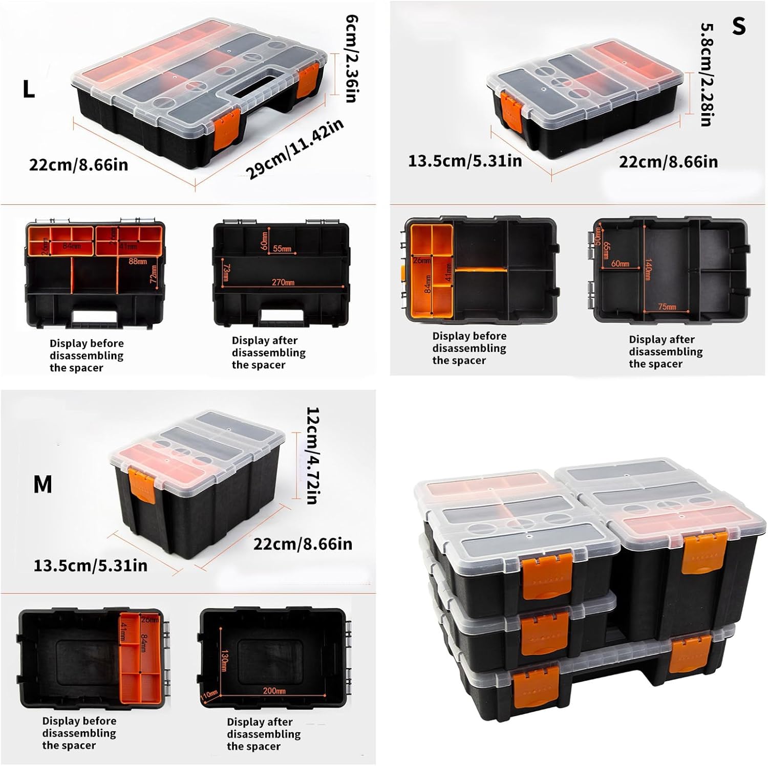  Organisateurs De Matériel Pour Petites Pièces - Boîte à Outils Avec Séparateurs Amovibles - Boîte De Rangement Pour Vis - Organisateurs Portables Pour Petites Pièces