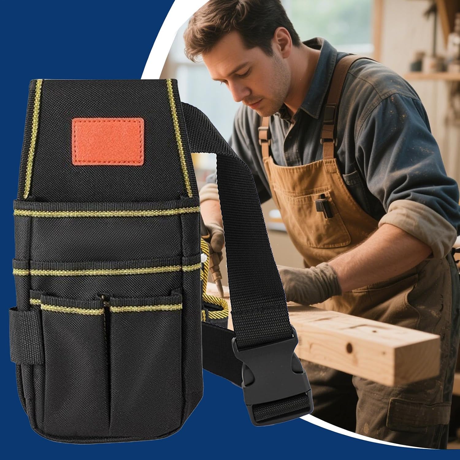 GENERIC Ceinture à Outils D'électricien, Pochette De Rangement Réglable Pour L'entretien De La Construction, Sacs Porte-outils – Pour Construction, Bricoleur, Entrepreneur, Mécanicien, Plombier, Couvreur