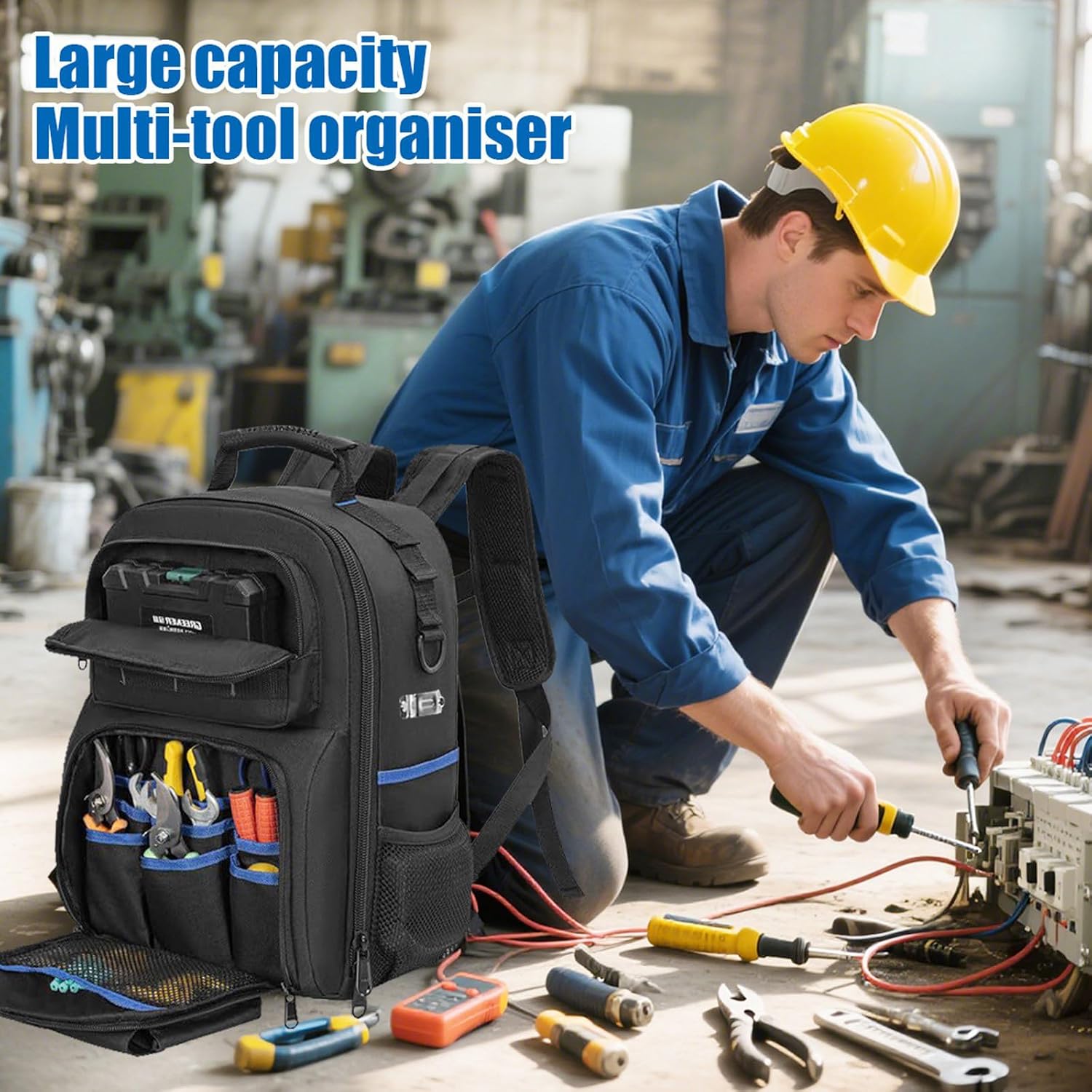  Sac à Outils Sac à Dos De Rangement Pour Homme Sac De Rangement Pour Réparateur, électricien, Bricoleur