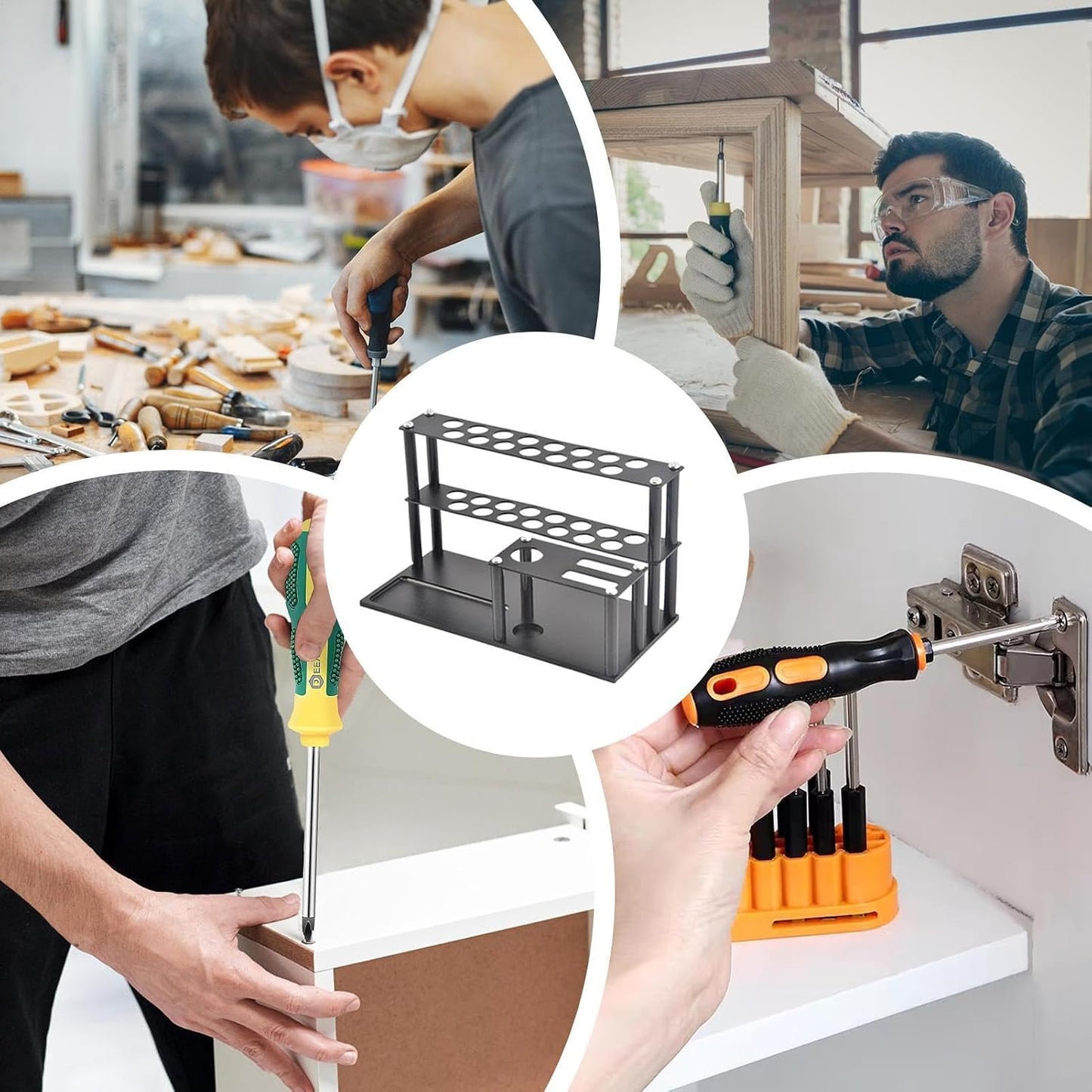  Étagère De Rangement Pour Tournevis, Support D'outils De Réparation De Voiture, Plateau à Vis Intégré, Organiseur Compact, (19,3 X 9 X 11,2 Cm, Alliage D'aluminium), Utilisation De Bureau Et