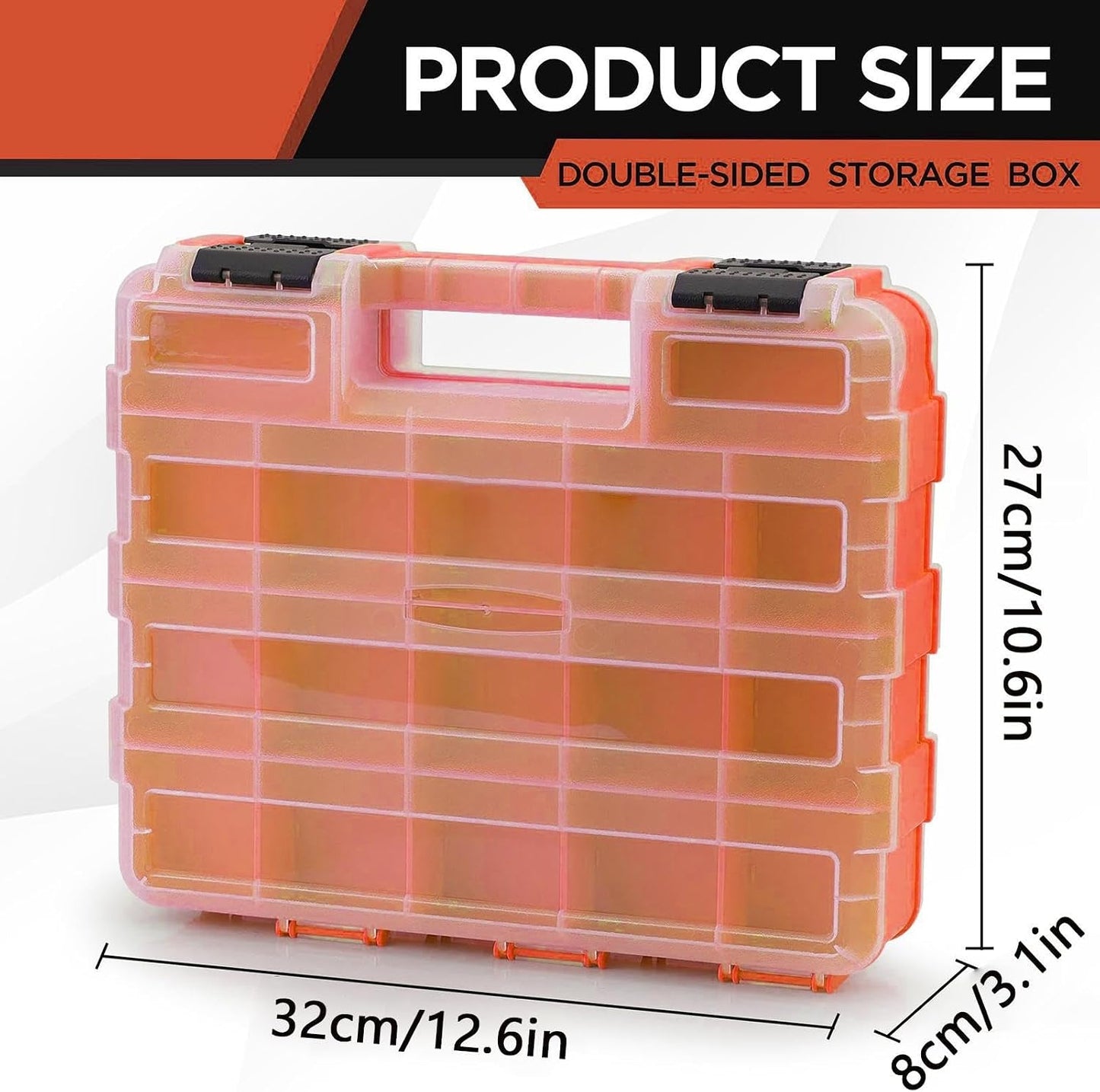 GENERIC Petite Boîte à Outils | Portable Double Face 34 Compartiments, Boîte De Rangement Pour Forets Et écrous Avec Couvercle | Pour Appareils électroniques, Perles, Bijoux, Quincaillerie, Boulons, écrous