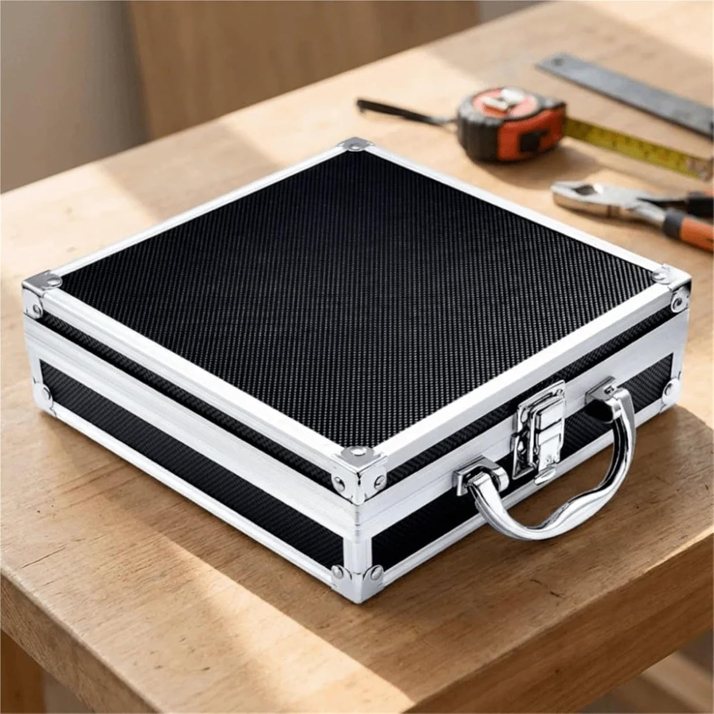  Valise Aluminium Boîte à Outils Antichoc En Alliage D'aluminium, Boîte Portable Résistante Aux Chutes Et Chocs, Mallette De Sécurité Portative Grande Capacité(E 36x10x5.8cm)