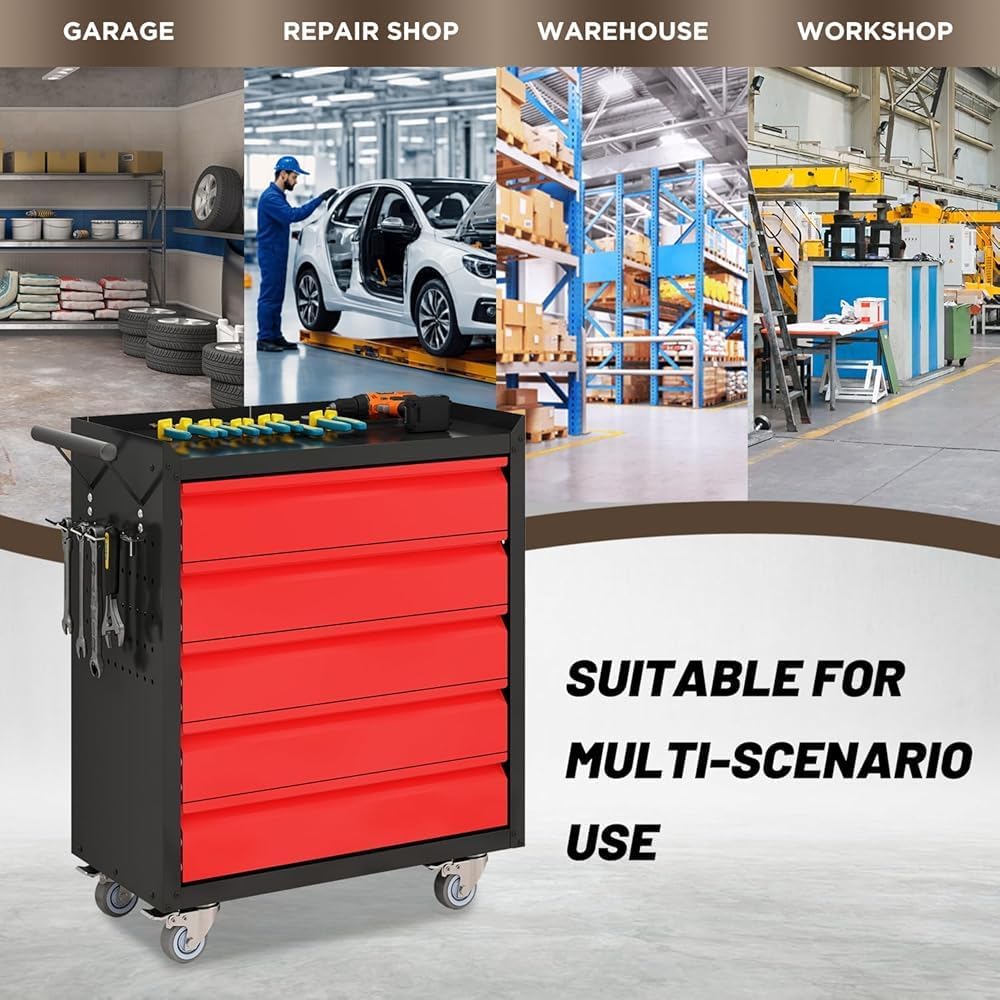  Organiseur De Boîte à Outils Avec Roulettes – Solution De Rangement Durable Avec Doublures De Tiroir Pour Garage, Atelier, Entrepôt Et Atelier De Réparation