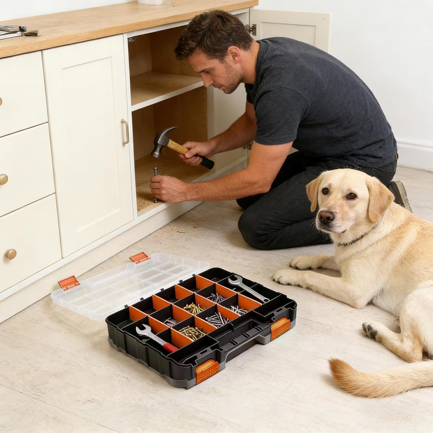 GENERIC Organiseur De Petites Pièces, Récipient Avec Séparateurs Amovibles – Boîte De Rangement Pour Vis, Boulons, écrous, Perles, Bijoux, Composants électroniques, Artisanat, Garage, Bureau, Maison