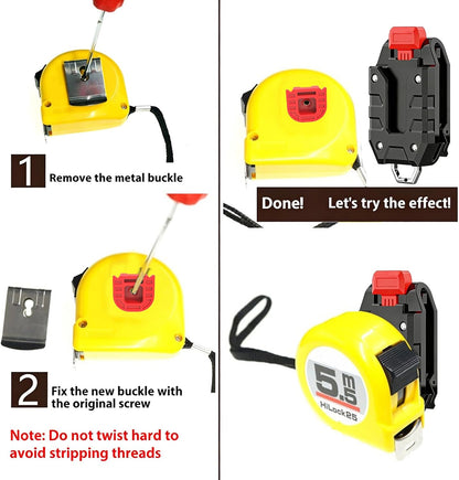  Support De Mètre Ruban à Libération Rapide Pour Ceinture Ou Sac à Outils Avec Mécanisme De Verrouillage Sécurisé Et Construction En Métal Robuste - Support Rétractable Professionnel Antidérapant