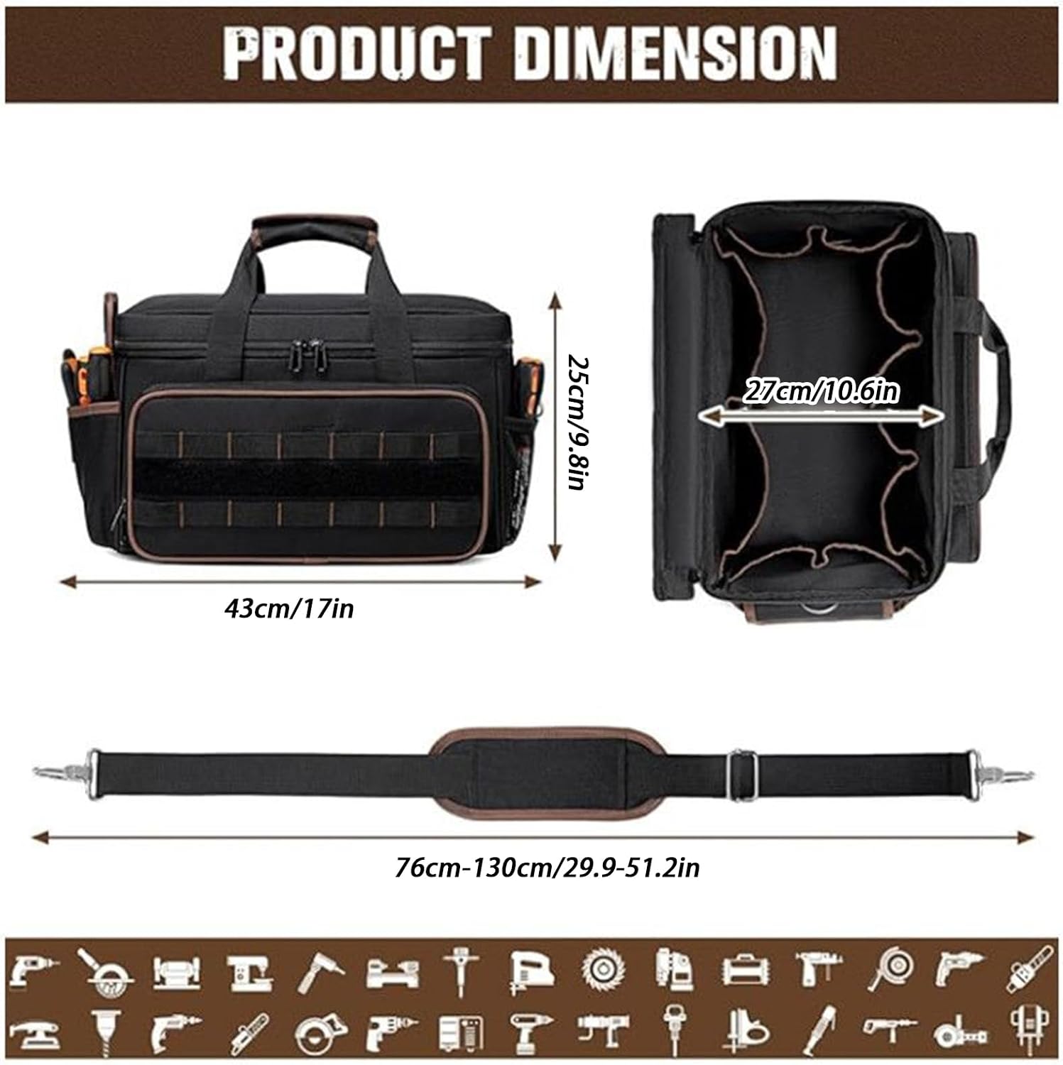  Organisateur De Sac à Outils - Ceinture D'Organisation à Grande Capacité,Sacoche Portable De Rangement Pour Outils | Pour Électricien Mécanicien Menuisier Construction Père Travail