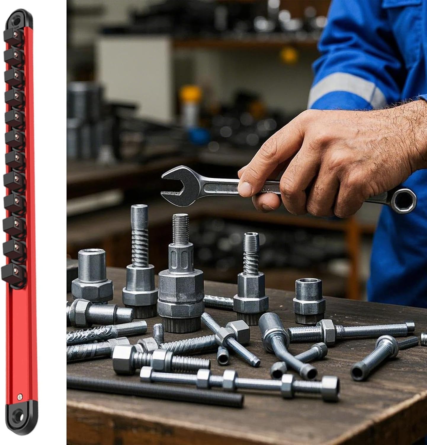  Porte-douilles Magnétique, Barres De Rangement Pour Tournevis, Support De Douilles De Boîte à Outils, Porte-outils En Aluminium, 40,6 Cm, Ce Qui En Fait Une Solution Durable Pour Le Rangement