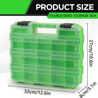  Boîte à Outils Portable Double Face 34 Compartiments De Rangement Pour Forets, Boulons, écrous | Couvercle Transparent Pour Quincaillerie, Clous, Vis, Petites Perles électroniques Et Pièces à Douille