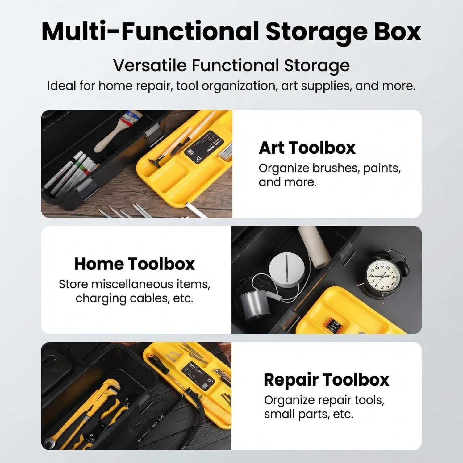  Boîte De Rangement à Outils – Boîte à Outils Empilable Robuste Avec Plateau Amovible Et Design Verrouillable Pour La Maison, Le Garage Et Les Projets De Bricolage