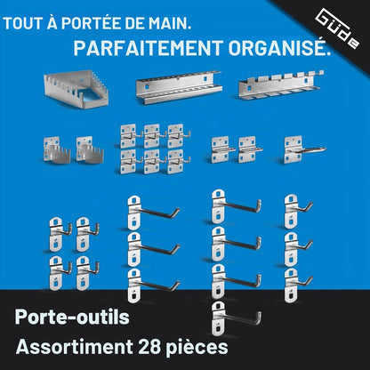  Güde 40768 Lot De 28 Porte-outils Argenté, 200 Mm X 75 Mm X 190 Mm
