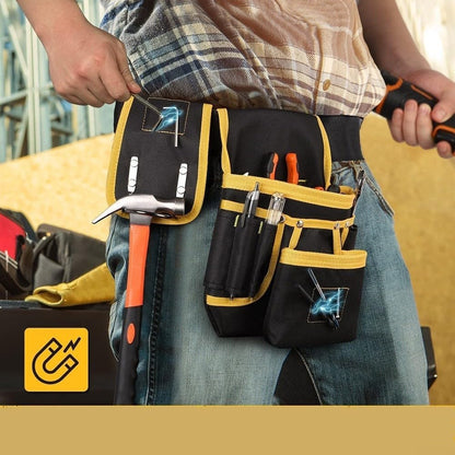  Pochette à Outils En Toile Avec Supports Magnétiques Intégrés Pour Perceuses Et Boulons, Ceinture Sur Mesure, Longueur Maximale 130 Cm, Compartiments Spacieux Pour Une Utilisation Professionnelle Par