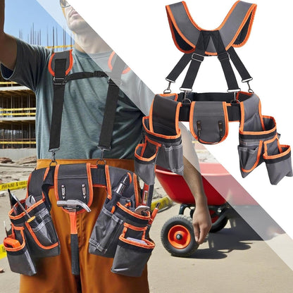  Ceinture À Outils - Ceinture Utilitaire,Sac De Travail Réglable Avec Bretelles Et 19 Poches Pour Projets De Bricolage, Plomberie Et Électricité