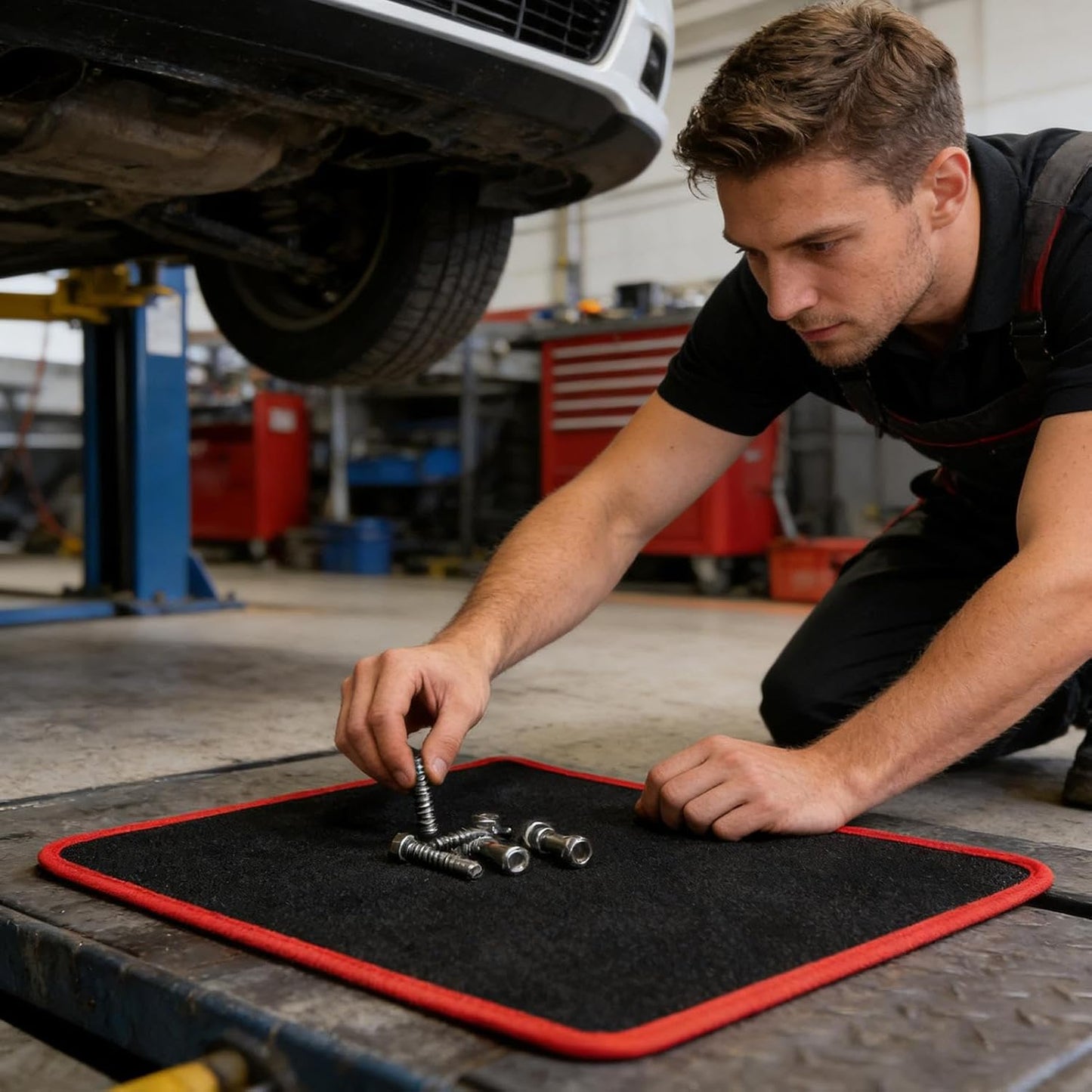  Tapis Magnétique Pour Mécaniciens, Support Pour 3 Pièces Avec Couche Protectrice En PVC - Base Flexible Magnétique Pour Fixation - Pour Maison, Garage, Atelier, Réparation De Voitures Mécaniques
