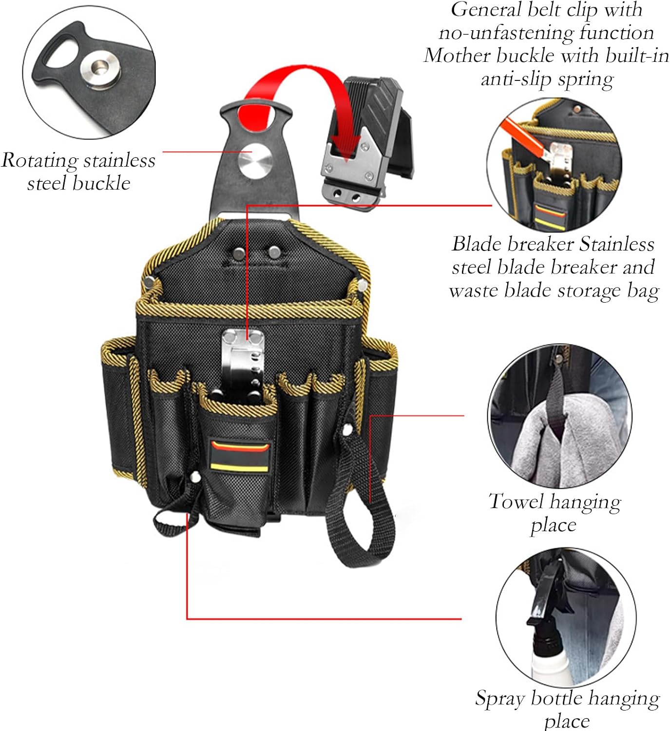  XIAOXIAOYU Sac à Outils Pour électricien - Organiseur De Travail - Capacité - Porte-ceinture Léger Pour Couvreurs Et Coiffeurs