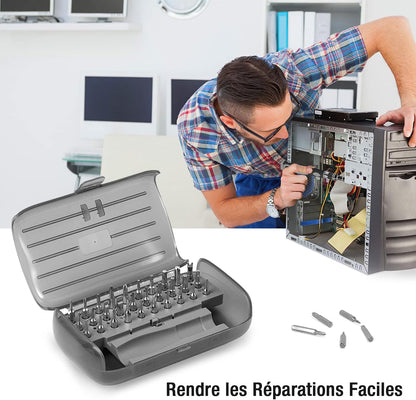  Vinabo Jeu Tournevis De Précision 32 En 1- Mini Set Tournevis Magnétique Bricolage Electronique De Réparation Kit, Outil Informatique Pour PC, MacBook, IPhone, Lunettes, Montre, Smartphone