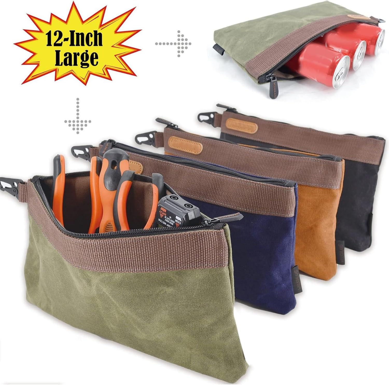  Sac à Outils Professionnel En Toile Cirée De Grande Capacité, Avec Support Droit, Large Fond Plat, Sac échelle