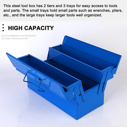  Boîte à Outils En Métal Avec 2 Couches Et 3 Tiroirs De Rangement, Armoire à Outils Pliable En Acier Pour Le Rangement Des Outils