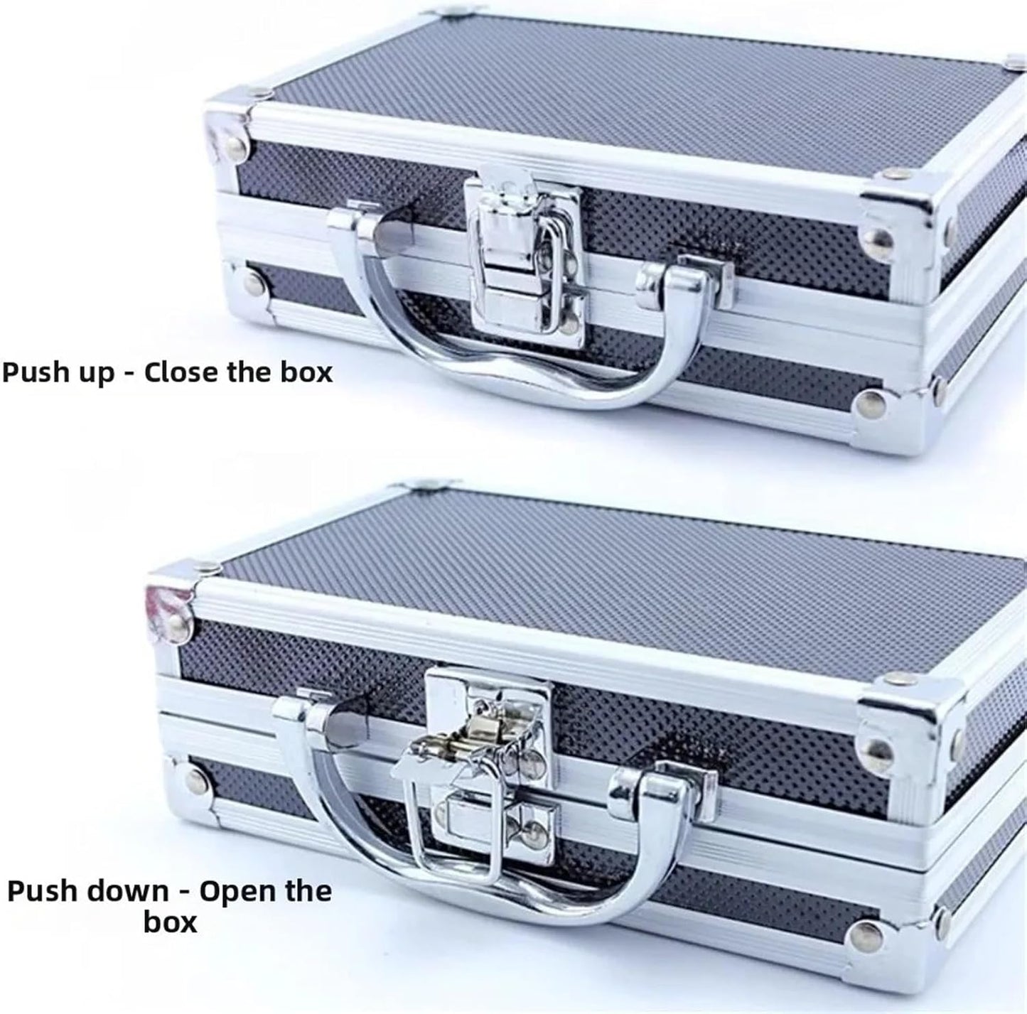  Valise Aluminium Boîte à Outils Antichoc En Alliage D'aluminium, Boîte Portable Résistante Aux Chutes Et Chocs, Mallette De Sécurité Portative Grande Capacité(E 36x10x5.8cm)