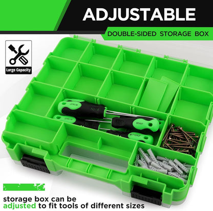  Boîte à Outils Portable Double Face 34 Compartiments De Rangement Pour Forets, Boulons, écrous | Couvercle Transparent Pour Quincaillerie, Clous, Vis, Petites Perles électroniques Et Pièces à Douille