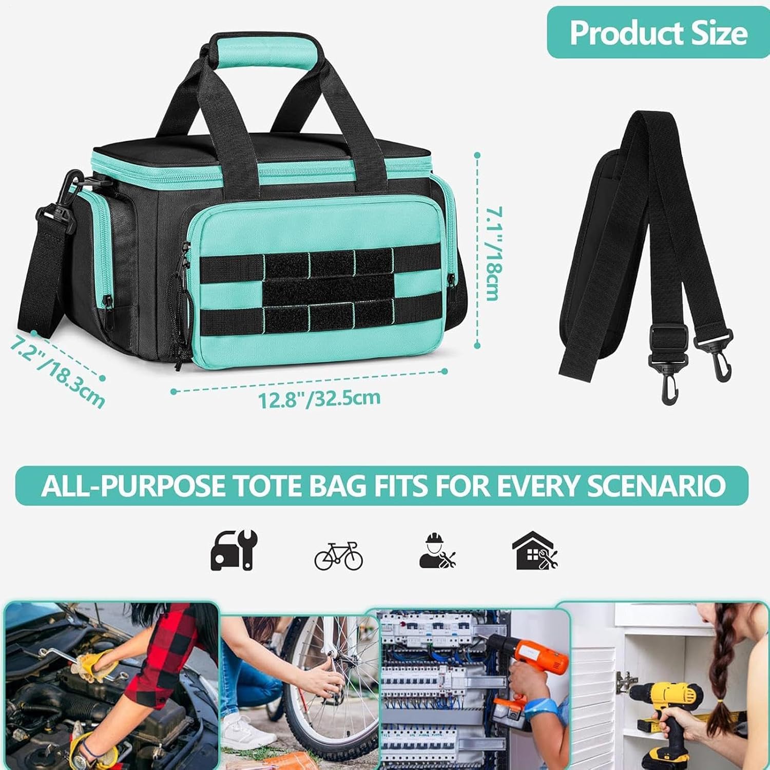  Sac À Outils,Housse De Rangement Portable En Toile Oxford - Sac De Rangement Pour Outils | Pour Travaux De Jardinage électricien Menuisier Chambre Universitaire Voyage Chantier Camping