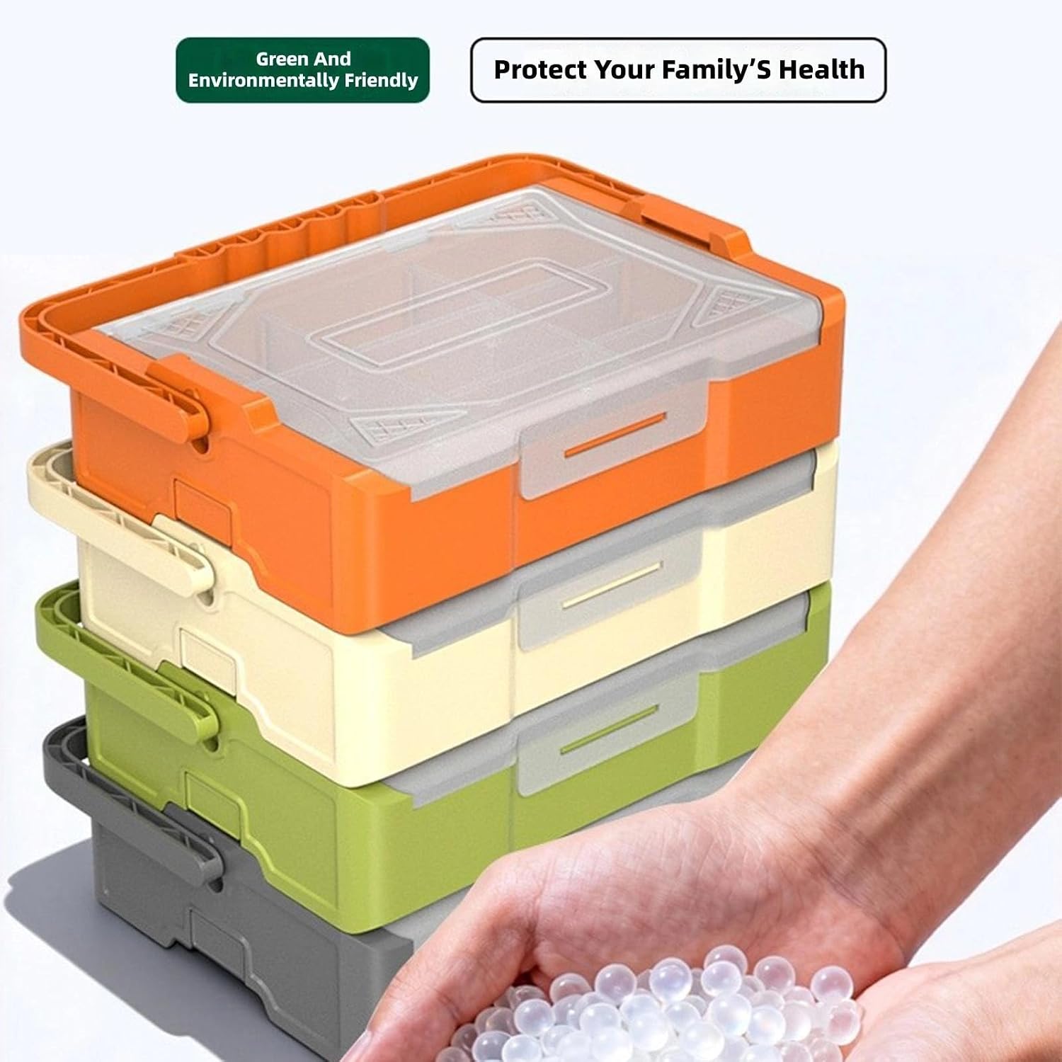  Boîte De Rangement Empilable Pour Outils Avec Cloison Amovible Pour Une Capacité De Charge De 20 Kg Et Fenêtre Transparente Empilable Avec Couvercle