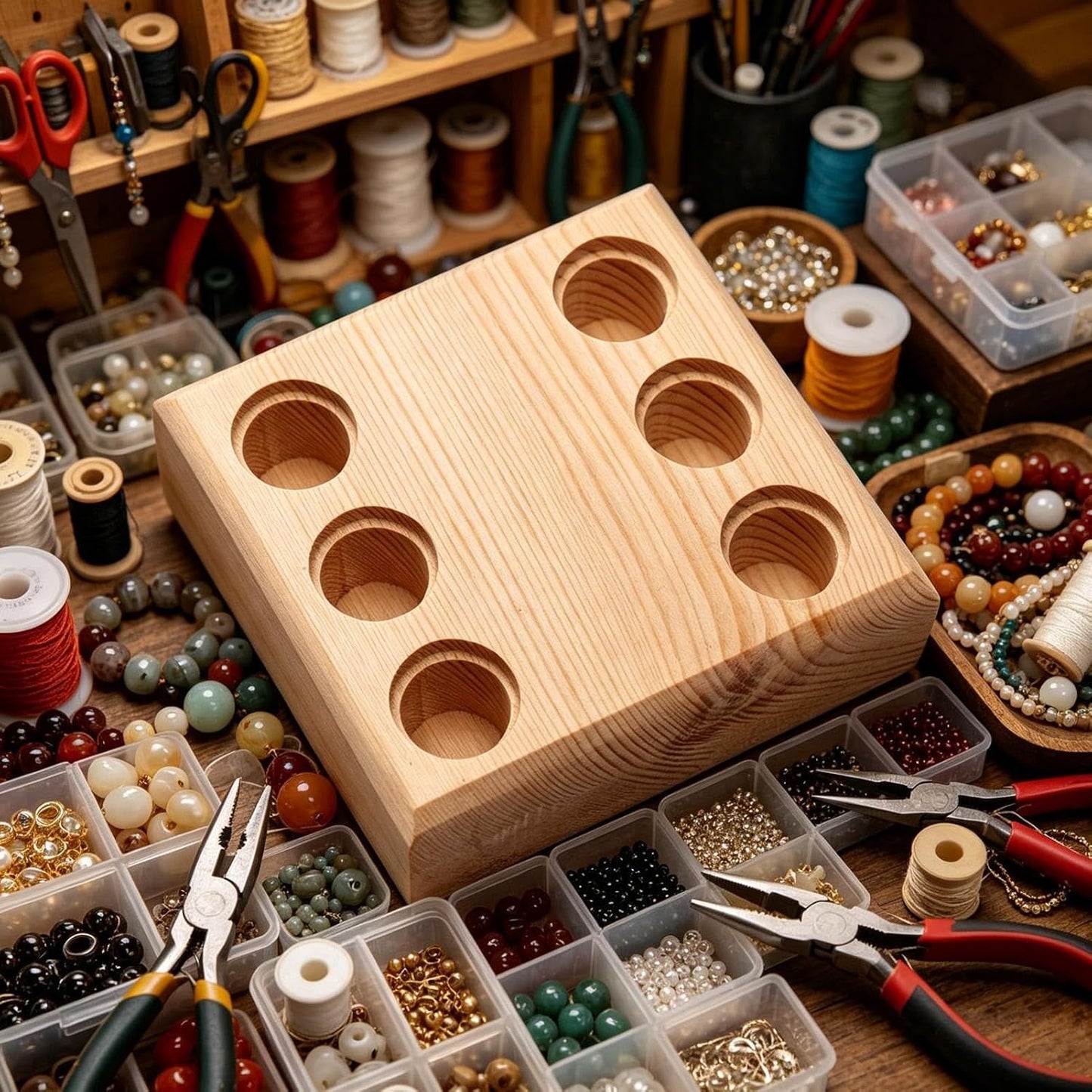  Support Rangement À Pinces Multiples,Plateau De Rangement En Bois Avec Fentes Multiples Pour Pinces - Organisateur Outils Perlage - Pour Garage, Atelier, Établi, Armoire, Service Mécanique, Atelier, E