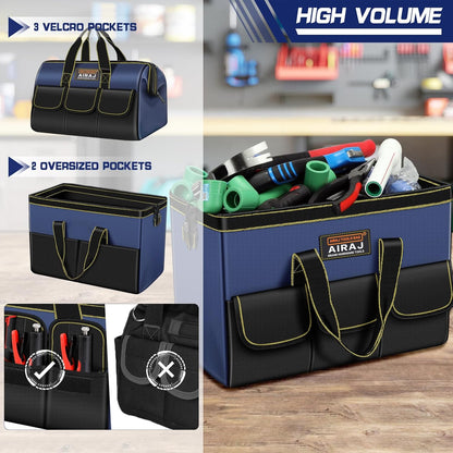  AIRAJ Lot De 2 Sacs à Outils | Sac De Rangement Portable Pour Outils De 35,6 Cm Et 40,6 Cm | Sacs à Outils à Large Ouverture Pour Homme Et Femme | Petit Sac à Outils | Organisateur D'outils Pour