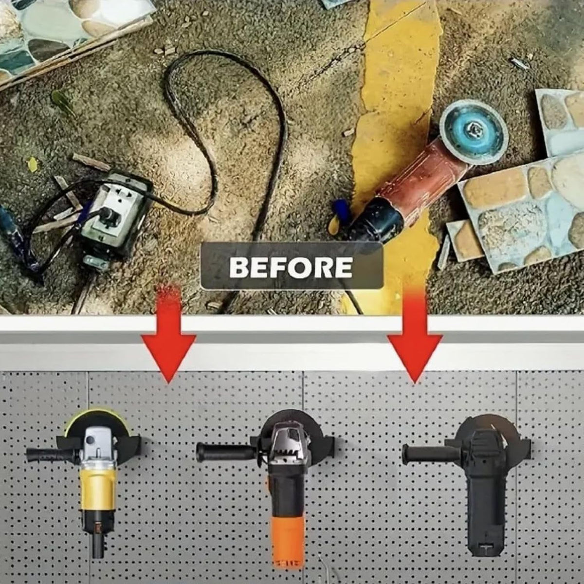  Organiseur D'outils électriques, étagère En Métal Pour Outils électriques, étagère Robuste Et Résistante à L'usure, Rangement De Garage, Support Multifonction Pour Meuleuse D'angle
