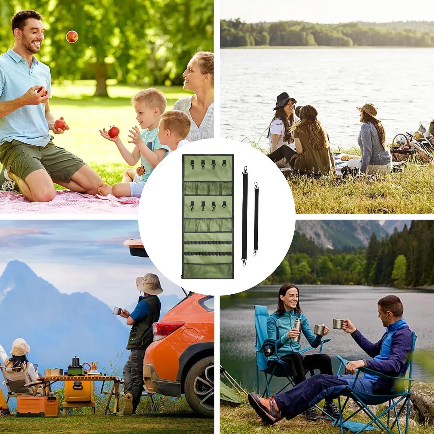  Organiseur De Camping - Sac à Outils Oxford Résistant - Sac à Outils D'extérieur - Pour Camping, Pique-nique, Pêche, Voyage, Accessoires De Cuisine