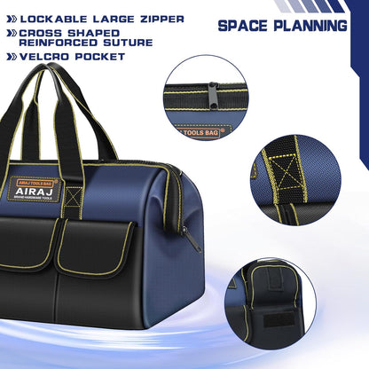  AIRAJ Lot De 2 Sacs à Outils | Sac De Rangement Portable Pour Outils De 35,6 Cm Et 40,6 Cm | Sacs à Outils à Large Ouverture Pour Homme Et Femme | Petit Sac à Outils | Organisateur D'outils Pour