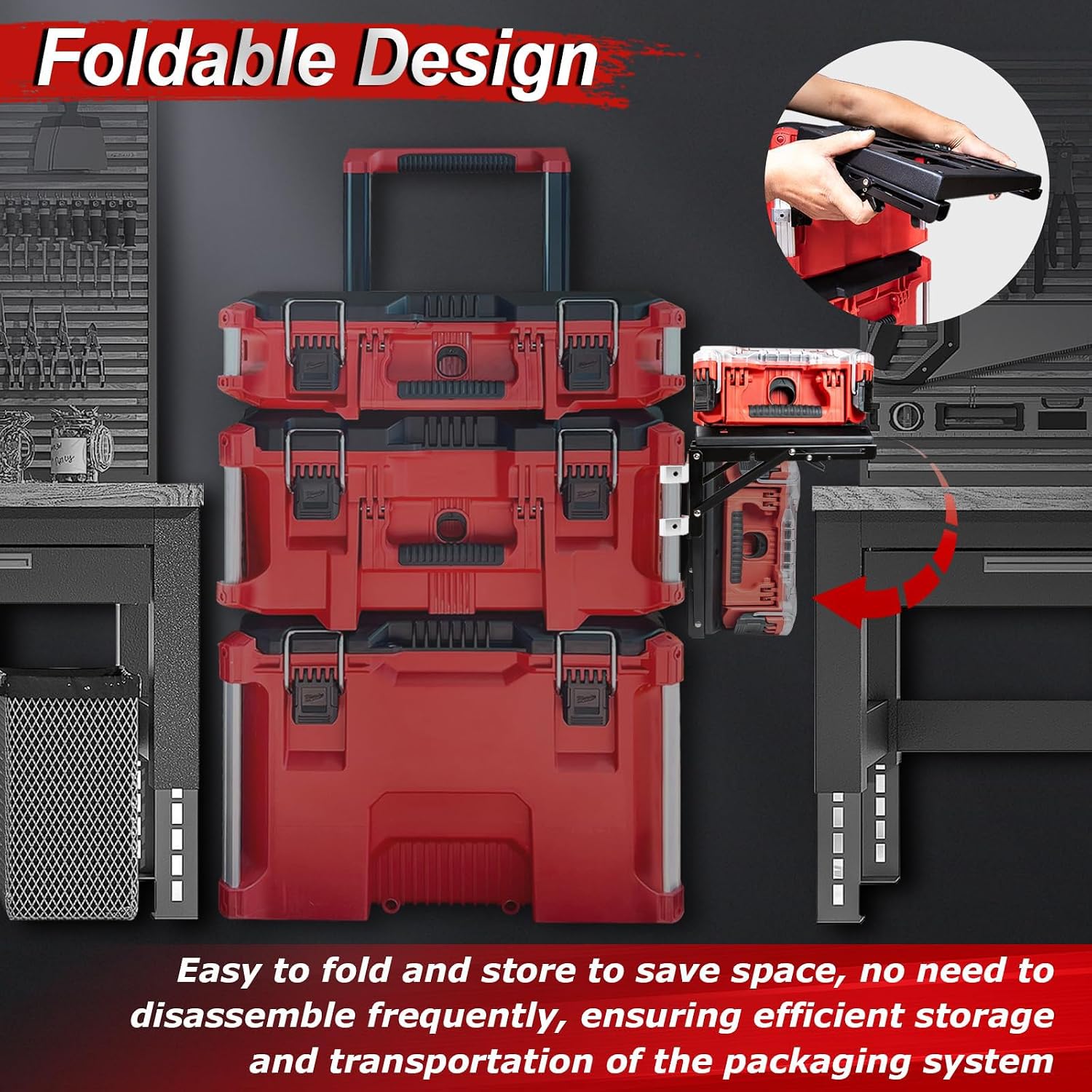 Plate-forme Pliable Compatible Avec Les Modules - Organisez La Construction En Acier Lourd - Surface De Travail Plate Pour Les Projets D'entretien - Montage Facile - Boîte à Outils Modulaire