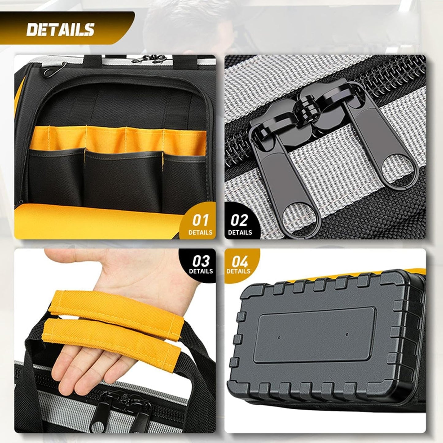  Organisateur De Sac à Outils - Sac D'électricien à Plusieurs Poches - Sac De Détail étanche Avec Dur - Construction En Matériau - Réparations à La Maison, Utilisation Du Garage, Rangement