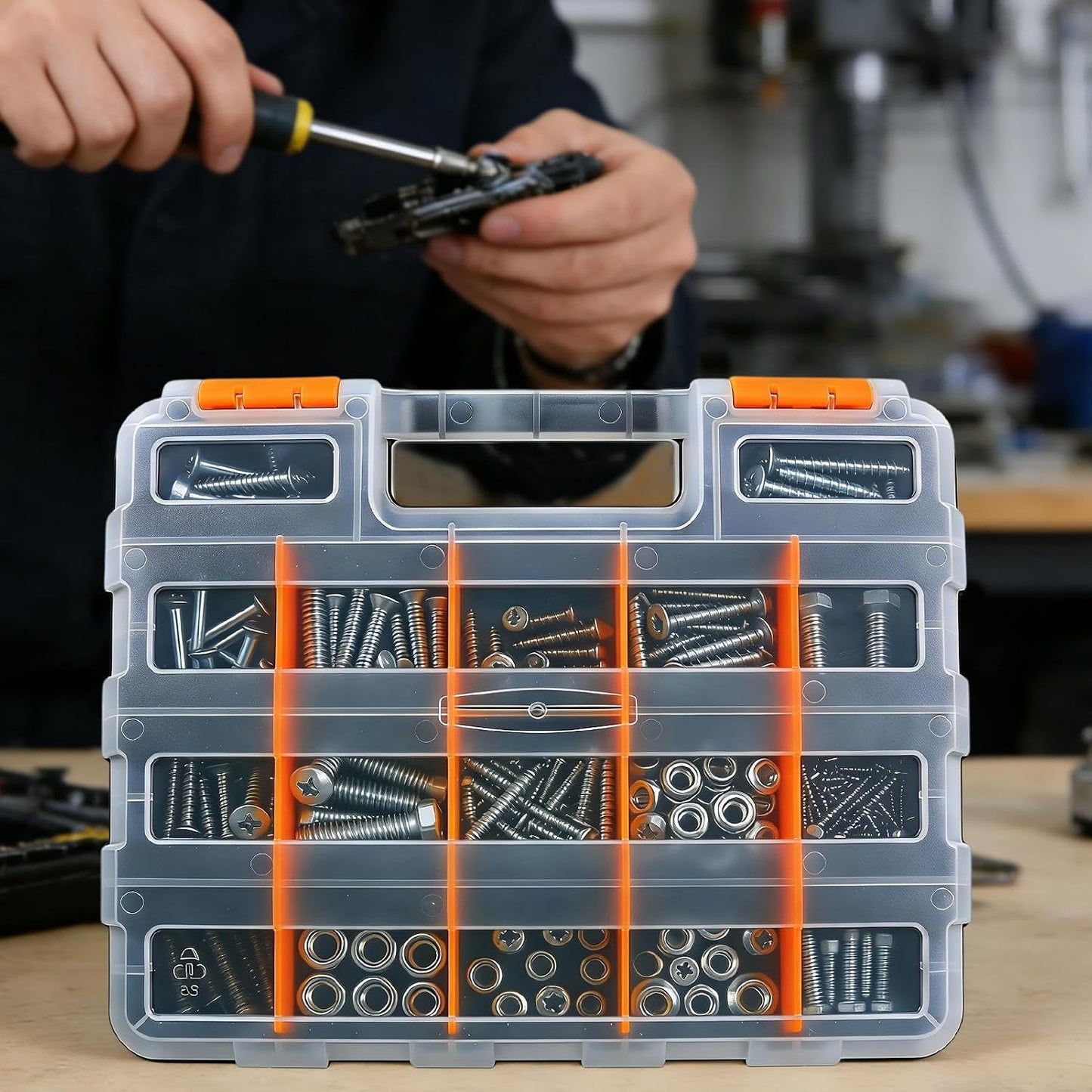 GENERIC Organiseur De Petites Pièces, Récipient Avec Séparateurs Amovibles – Boîte De Rangement Pour Vis, Boulons, écrous, Perles, Bijoux, Composants électroniques, Artisanat, Garage, Bureau, Maison