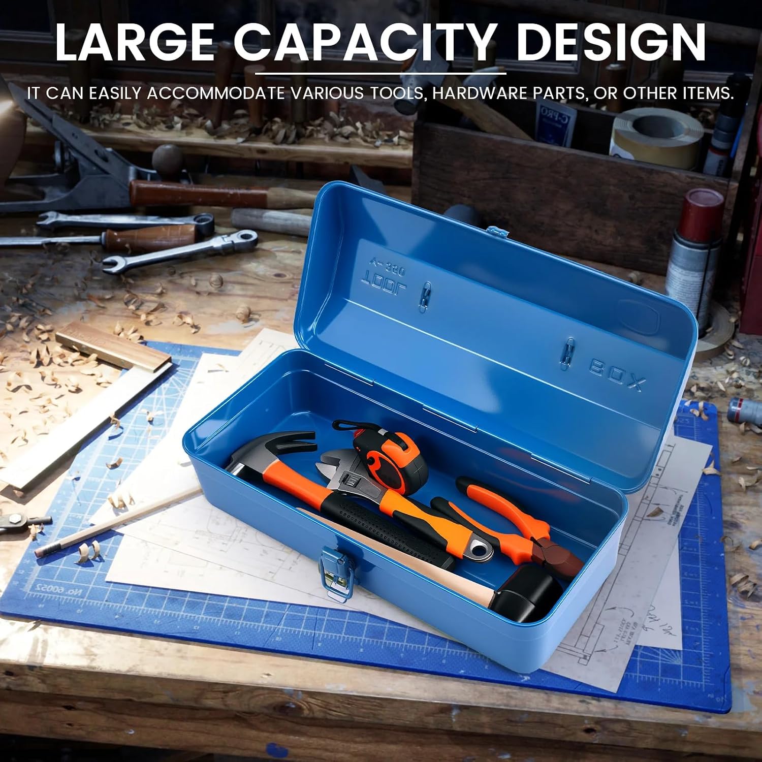  Boîte à Outils Portable En Métal Multi-compartiments, Construction En Fer, Verrouillage Sécurisé Pour Garage, Atelier, Systèmes De Rangement Organisés D'outils